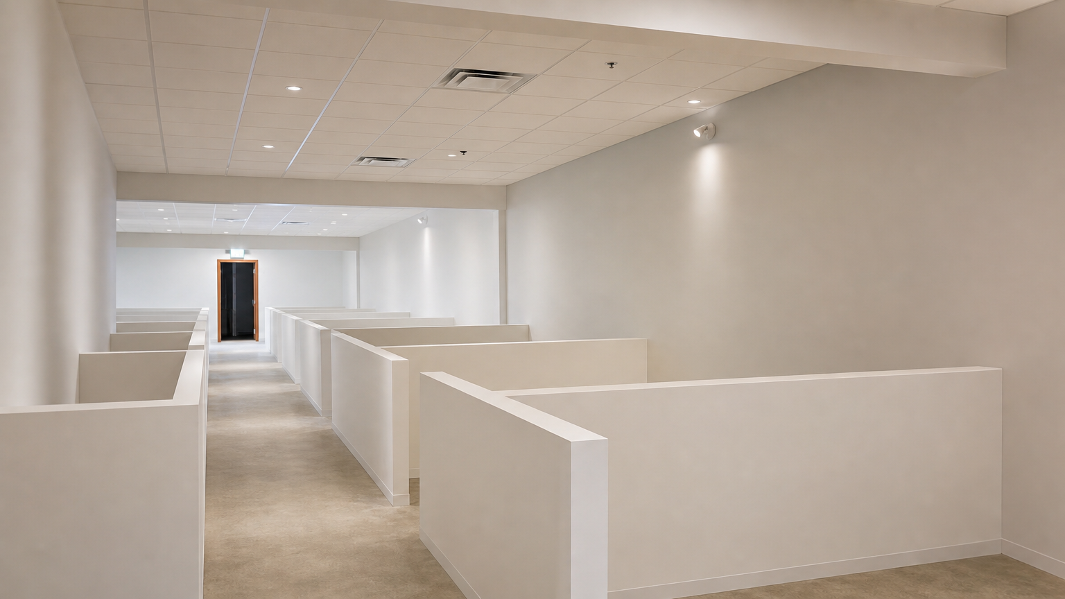 White Cubicle Partition Installation: Office Furniture Installation Review